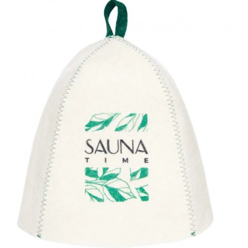 Шапка банная с принтом Sauna time войлок белый